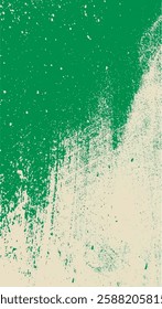 Green brush stroke background. Green ink splash on backdrop. Brush background for wallpaper, paint splatter template, dirt banner, watercolor design, dirty texture. Trendy brush background, vector.