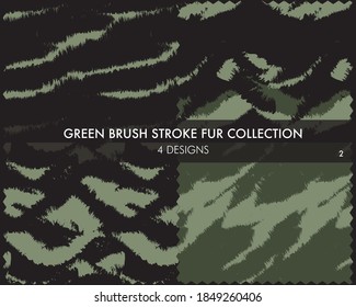 Green Brush stroke fur collection includes 4 design swatches for fashion prints, homeware, graphics, backgrounds
