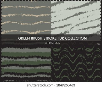 Green Brush stroke fur collection includes 4 design swatches for fashion prints, homeware, graphics, backgrounds