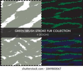 Green Brush stroke fur collection includes 4 design swatches for fashion prints, homeware, graphics, backgrounds