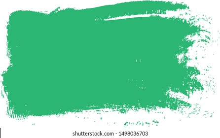 Green brush stroke isolated on white background. Brush stroke for green ink paint, grunge backdrop, dirt banner, watercolor design and dirty texture. Creative art concept. vector illustration.