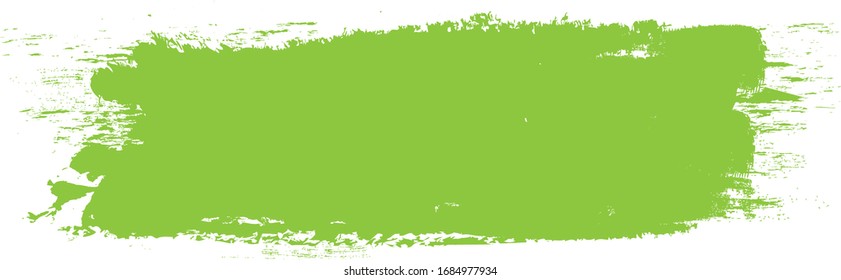 Grüner Pinselstrich einzeln auf weißem Hintergrund. Trendy Pinselstrich für grüne Farbfarbe, Grunge Hintergrund, Schmutzbanner, Aquarell-Design und schmutzige Textur. Vektorillustration mit Pinselstrich
