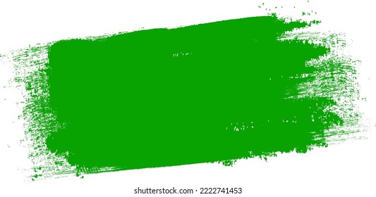 Golpe de pincel verde aislado en el fondo. Vector de trazo de pincel para pintura de tinta verde, elemento de diseño de grunge, banner de suciedad, diseño de acuarela, textura sucia. Icono de pincel de moda, ilustración vectorial