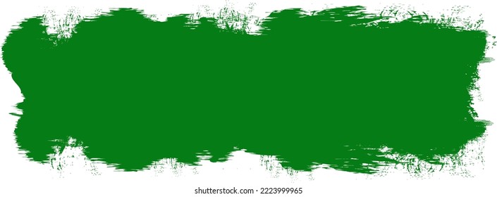 Golpe de pincel verde aislado en el fondo. Vector de trazo de pincel para pintura de tinta verde, elemento de diseño de grunge, banner de suciedad, diseño de acuarela, textura sucia. Icono de pincel de moda, ilustración vectorial
