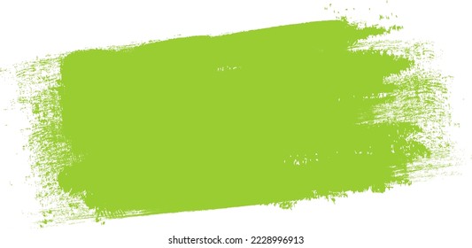 Golpe de pincel verde aislado en el fondo. Vector de trazo de pincel para pintura de tinta verde, elemento de diseño de grunge, banner de suciedad, diseño de acuarela, textura sucia. Icono de pincel de moda, ilustración vectorial