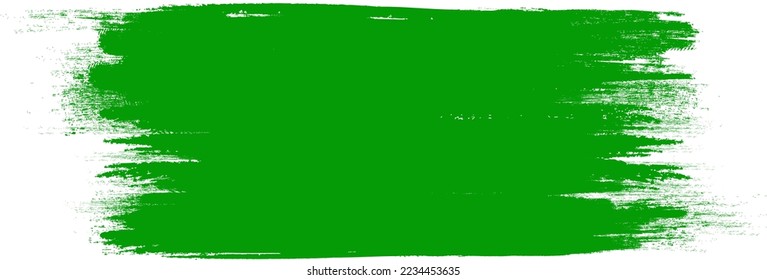 Golpe de pincel verde aislado en el fondo. Vector de trazo de pincel para pintura de tinta verde, elemento de diseño de grunge, banner de suciedad, diseño de acuarela, textura sucia. Icono de pincel de moda, ilustración vectorial