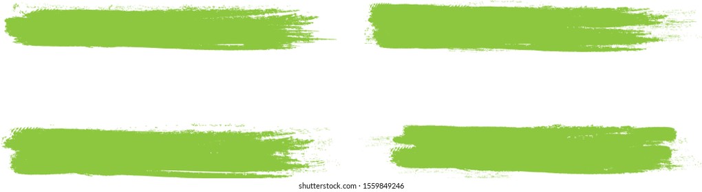 Green brush stroke set isolated on white background.Trendy brush stroke for green ink paint, grunge backdrop, dirt banner, watercolor design and dirty texture.Creative art concept, vector illustration