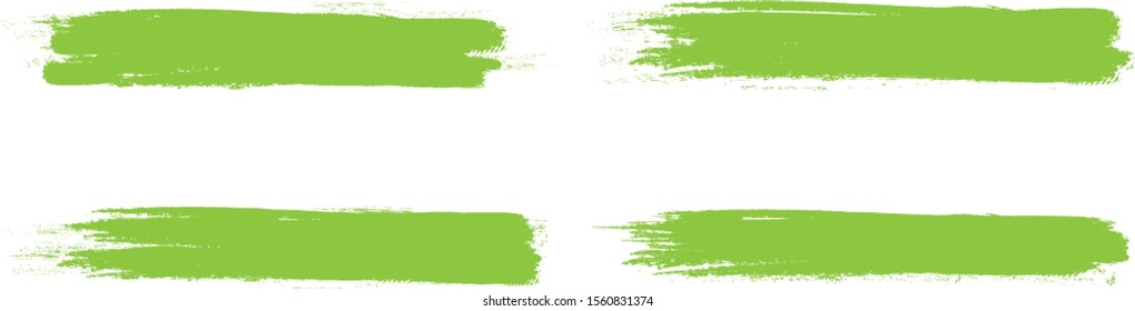 Green brush stroke set isolated on white background.Trendy brush stroke for green ink paint, grunge backdrop, dirt banner, watercolor design and dirty texture.Creative art concept, vector illustration