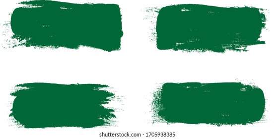 Trazo de brocha verde aislado en fondo blanco. Vector de trazo de pincel moderno para pintura de tinta verde, fondo de fondo de grunge, banner de suciedad, diseño de acuarela y textura sucia. Vector de trazo de pincel