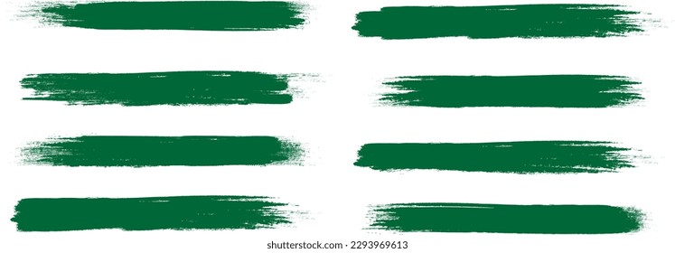 El trazo del pincel verde se aisló en el fondo. Vector de trazo de pincel para pintura de tinta, elemento de diseño de grunge, banner de suciedad, diseño de acuarela, textura sucia. Icono de pincel de moda, ilustración vectorial