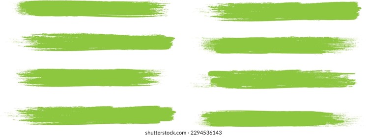 Grüner Pinselstrich einzeln auf Hintergrund. Pinselstrich, Pinselstrich-Vektorgrafik für Farbfarbe, Grunge-Design-Element, Schmutzbanner, Aquarell-Design, schmutzige Textur. Trendiger Pinselstrich, Vektorgrafik