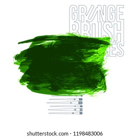 Green brush stroke and texture. Grunge vector abstract hand - painted element. Underline and border design.