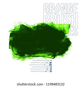 Green brush stroke and texture. Grunge vector abstract hand - painted element. Underline and border design.