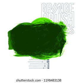 Green brush stroke and texture. Grunge vector abstract hand - painted element. Underline and border design.