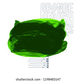 Green brush stroke and texture. Grunge vector abstract hand - painted element. Underline and border design.