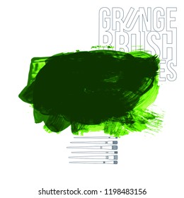 Green brush stroke and texture. Grunge vector abstract hand - painted element. Underline and border design.