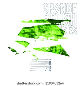 Green brush stroke and texture. Grunge vector abstract hand - painted element. Underline and border design.