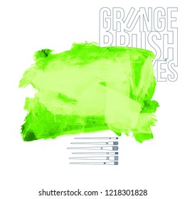 Green brush stroke and texture. Grunge vector abstract hand - painted element. Underline and border design.