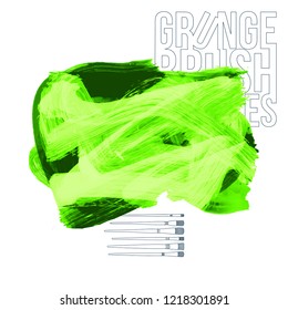 Green brush stroke and texture. Grunge vector abstract hand - painted element. Underline and border design.