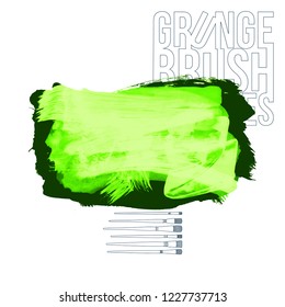 Green  brush stroke and texture. Grunge vector abstract hand - painted element. Underline and border design.