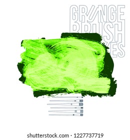 Green  brush stroke and texture. Grunge vector abstract hand - painted element. Underline and border design.
