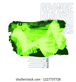 Green  brush stroke and texture. Grunge vector abstract hand - painted element. Underline and border design.
