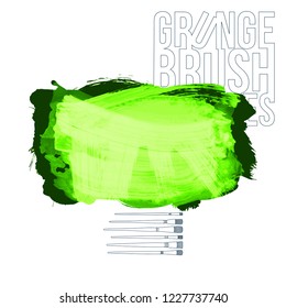 Green  brush stroke and texture. Grunge vector abstract hand - painted element. Underline and border design.