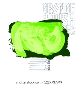 Green  brush stroke and texture. Grunge vector abstract hand - painted element. Underline and border design.