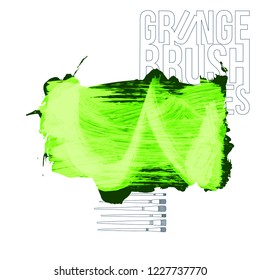 Green  brush stroke and texture. Grunge vector abstract hand - painted element. Underline and border design.