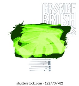 Green  brush stroke and texture. Grunge vector abstract hand - painted element. Underline and border design.