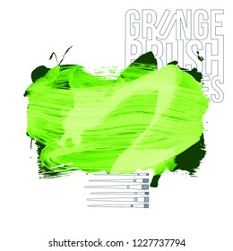 Green  brush stroke and texture. Grunge vector abstract hand - painted element. Underline and border design.