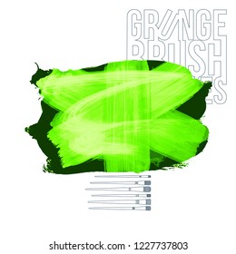 Green  brush stroke and texture. Grunge vector abstract hand - painted element. Underline and border design.