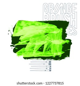 Green  brush stroke and texture. Grunge vector abstract hand - painted element. Underline and border design.