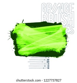 Green  brush stroke and texture. Grunge vector abstract hand - painted element. Underline and border design.