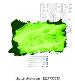 Green  brush stroke and texture. Grunge vector abstract hand - painted element. Underline and border design.