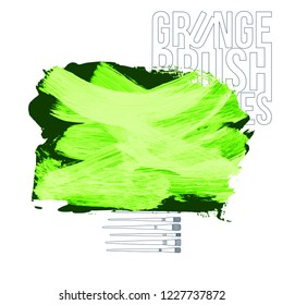 Green  brush stroke and texture. Grunge vector abstract hand - painted element. Underline and border design.