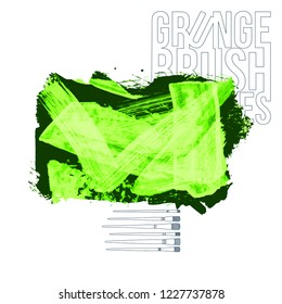 Green  brush stroke and texture. Grunge vector abstract hand - painted element. Underline and border design.