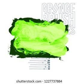 Green  brush stroke and texture. Grunge vector abstract hand - painted element. Underline and border design.