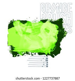Green  brush stroke and texture. Grunge vector abstract hand - painted element. Underline and border design.