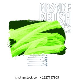 Green  brush stroke and texture. Grunge vector abstract hand - painted element. Underline and border design.