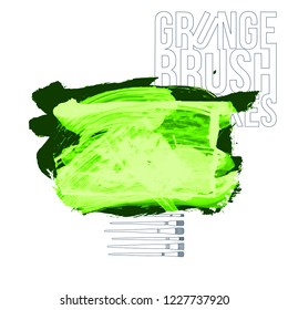 Green  brush stroke and texture. Grunge vector abstract hand - painted element. Underline and border design.