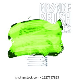 Green  brush stroke and texture. Grunge vector abstract hand - painted element. Underline and border design.