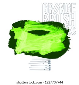 Green  brush stroke and texture. Grunge vector abstract hand - painted element. Underline and border design.