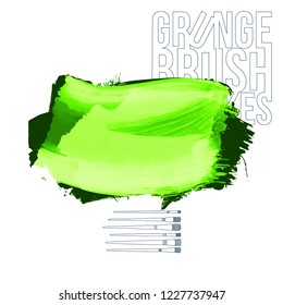 Green  brush stroke and texture. Grunge vector abstract hand - painted element. Underline and border design.