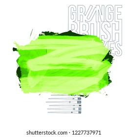 Green  brush stroke and texture. Grunge vector abstract hand - painted element. Underline and border design.