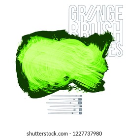Green  brush stroke and texture. Grunge vector abstract hand - painted element. Underline and border design.
