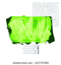 Green  brush stroke and texture. Grunge vector abstract hand - painted element. Underline and border design.