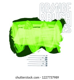 Green  brush stroke and texture. Grunge vector abstract hand - painted element. Underline and border design.