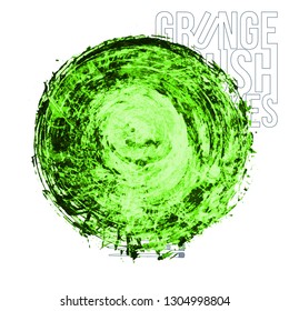 Green brush stroke and texture. Grunge vector abstract hand - painted element. Underline and border design.