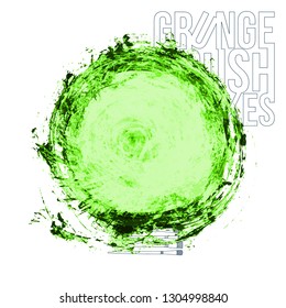 Green brush stroke and texture. Grunge vector abstract hand - painted element. Underline and border design.